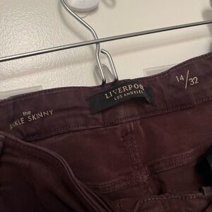 Liverpool Los Angeles Burgundy Ankle Skinny Jeans